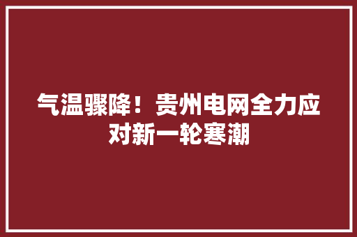 气温骤降！贵州电网全力应对新一轮寒潮