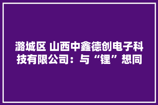 潞城区 山西中鑫德创电子科技有限公司：与“锂”想同业 潞城区 山西中鑫德创电子科技有限公司：与“锂”想同业 智能家居