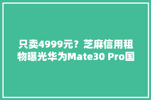 只卖4999元？芝麻信用租物曝光华为Mate30 Pro国行价格