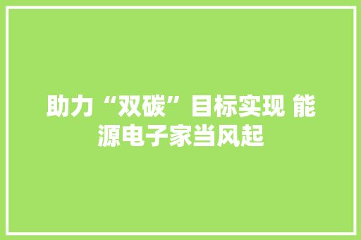 助力“双碳”目标实现 能源电子家当风起