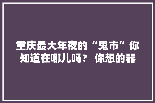 重庆最大年夜的“鬼市”你知道在哪儿吗？ 你想的器械这里都能买到
