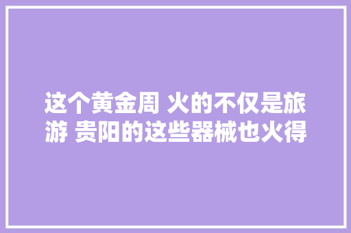 这个黄金周 火的不仅是旅游 贵阳的这些器械也火得弗成