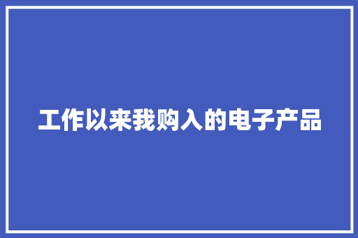 工作以来我购入的电子产品 工作以来我购入的电子产品 智能科技