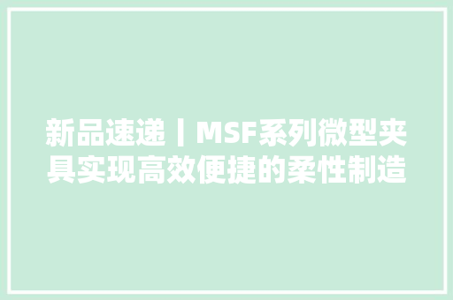新品速递丨MSF系列微型夹具实现高效便捷的柔性制造解决筹划 新品速递丨MSF系列微型夹具实现高效便捷的柔性制造解决筹划 互联通信