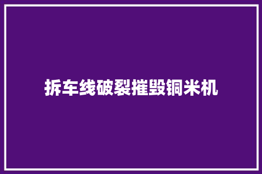 拆车线破裂摧毁铜米机 拆车线破裂摧毁铜米机 互联通信