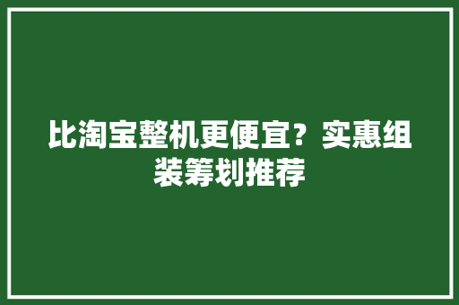 比淘宝整机更便宜？实惠组装筹划推荐 比淘宝整机更便宜？实惠组装筹划推荐 人工智能
