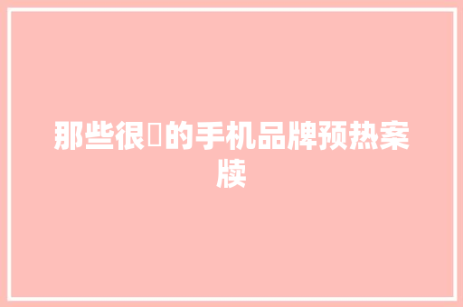 那些很屌的手机品牌预热案牍