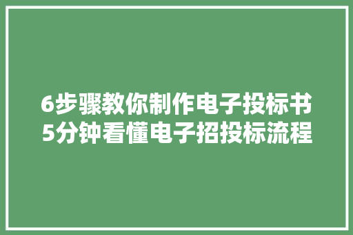 6步骤教你制作电子投标书5分钟看懂电子招投标流程！