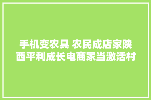 手机变农具 农民成店家陕西平利成长电商家当激活村落经济 手机变农具 农民成店家陕西平利成长电商家当激活村落经济 互联通信