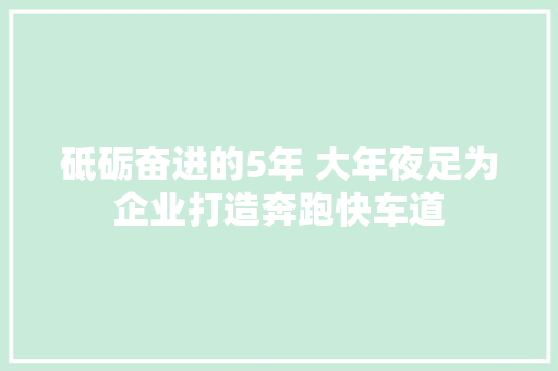 砥砺奋进的5年 大年夜足为企业打造奔跑快车道