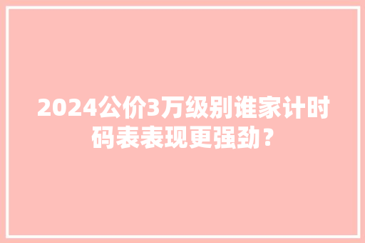 2024公价3万级别谁家计时码表表现更强劲？