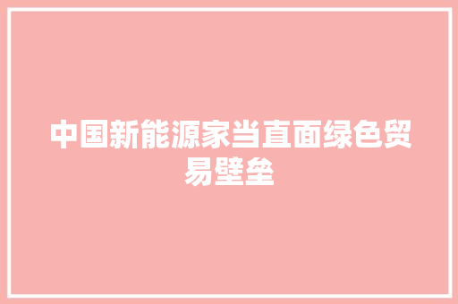 中国新能源家当直面绿色贸易壁垒