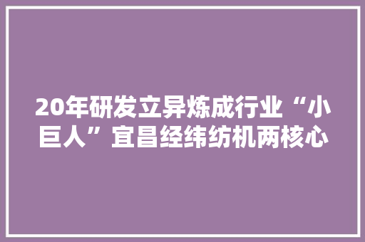 20年研发立异炼成行业“小巨人”宜昌经纬纺机两核心产品占市场七成份额 20年研发立异炼成行业“小巨人”宜昌经纬纺机两核心产品占市场七成份额 智能家居