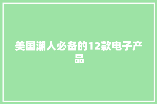 美国潮人必备的12款电子产品 美国潮人必备的12款电子产品 智能家居