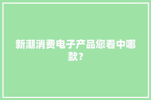 新潮消费电子产品您看中哪款？ 新潮消费电子产品您看中哪款？ 智能家居