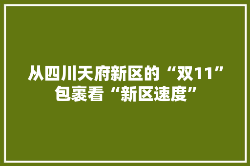 从四川天府新区的“双11”包裹看“新区速度”