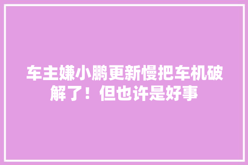 车主嫌小鹏更新慢把车机破解了！但也许是好事