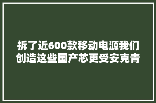 拆了近600款移动电源我们创造这些国产芯更受安克青睐