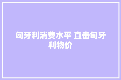 匈牙利消费水平 直击匈牙利物价