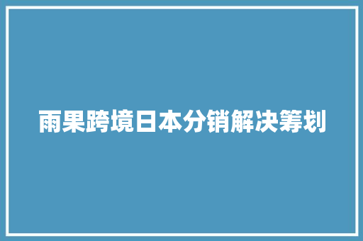 雨果跨境日本分销解决筹划