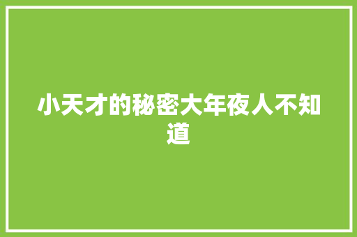 小天才的秘密大年夜人不知道