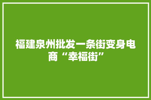 福建泉州批发一条街变身电商“幸福街”