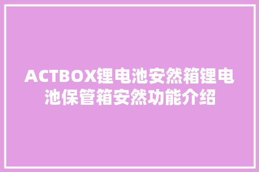ACTBOX锂电池安然箱锂电池保管箱安然功能介绍