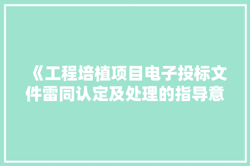 《工程培植项目电子投标文件雷同认定及处理的指导意见》政策解读