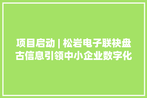 项目启动 | 松岩电子联袂盘古信息引领中小企业数字化转型新风尚