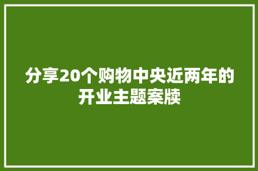 分享20个购物中央近两年的开业主题案牍