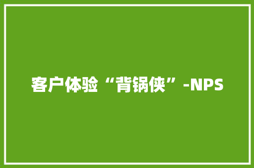 客户体验“背锅侠”-NPS