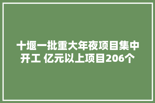 十堰一批重大年夜项目集中开工 亿元以上项目206个