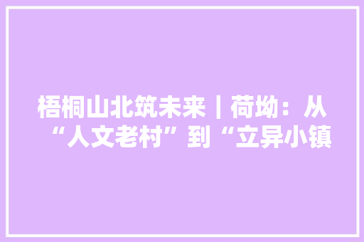 梧桐山北筑未来｜荷坳：从“人文老村”到“立异小镇”