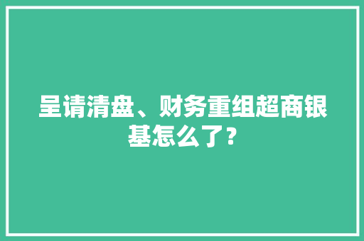 呈请清盘、财务重组超商银基怎么了？