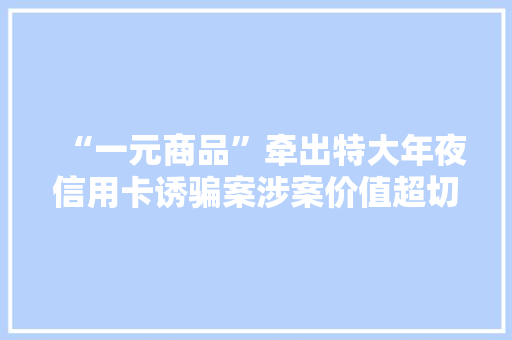 “一元商品”牵出特大年夜信用卡诱骗案涉案价值超切切元
