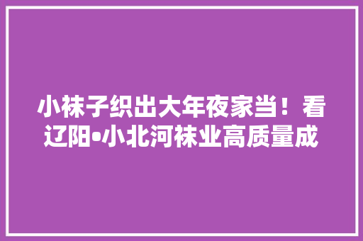 小袜子织出大年夜家当！看辽阳•小北河袜业高质量成长推介活动若何助力当地打造袜业新“航母”