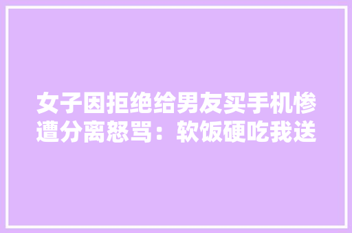女子因拒绝给男友买手机惨遭分离怒骂：软饭硬吃我送他永不见 女子因拒绝给男友买手机惨遭分离怒骂：软饭硬吃我送他永不见 智能科技