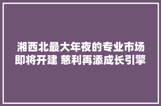 湘西北最大年夜的专业市场即将开建 慈利再添成长引擎 湘西北最大年夜的专业市场即将开建 慈利再添成长引擎 智能科技