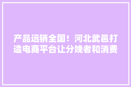 产品远销全国！河北武邑打造电商平台让分娩者和消费者获得实惠 产品远销全国！河北武邑打造电商平台让分娩者和消费者获得实惠 人工智能