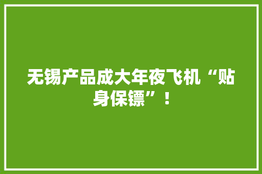 无锡产品成大年夜飞机“贴身保镖”！ 无锡产品成大年夜飞机“贴身保镖”！ 智能家居