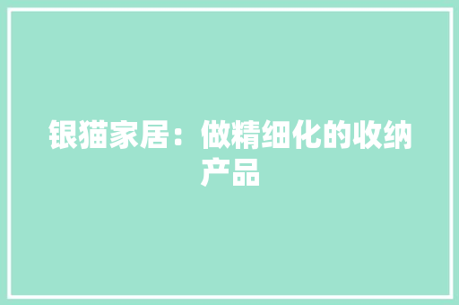 银猫家居：做精细化的收纳产品 银猫家居：做精细化的收纳产品 智能科技