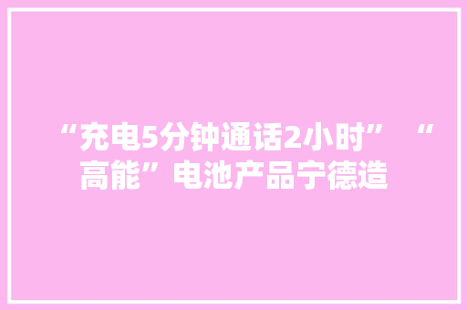 “充电5分钟通话2小时” “高能”电池产品宁德造 “充电5分钟通话2小时” “高能”电池产品宁德造 人工智能