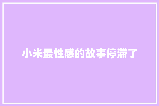 小米最性感的故事停滞了 小米最性感的故事停滞了 智能科技