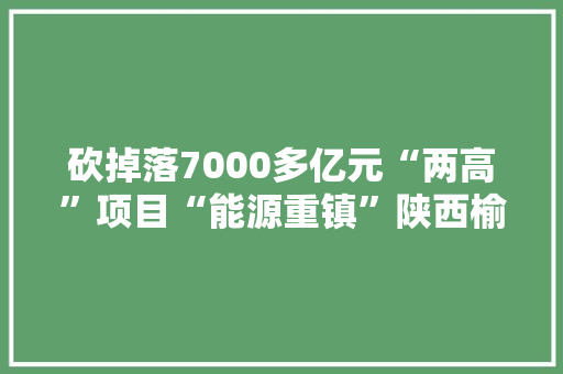 砍掉落7000多亿元“两高”项目“能源重镇”陕西榆林探索低碳转型