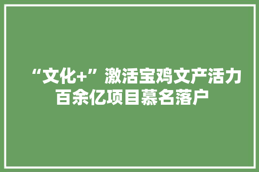 “文化+”激活宝鸡文产活力 百余亿项目慕名落户
