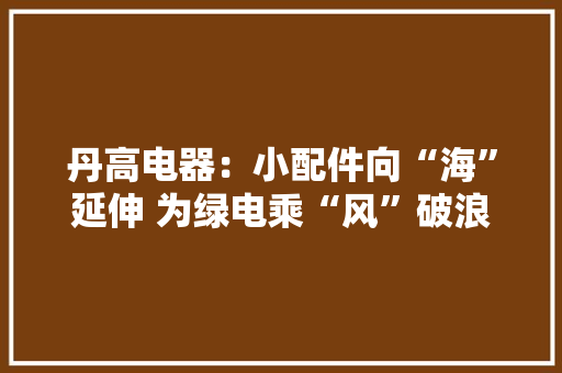 丹高电器：小配件向“海”延伸 为绿电乘“风”破浪