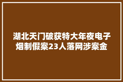 湖北天门破获特大年夜电子烟制假案23人落网涉案金额近3亿元