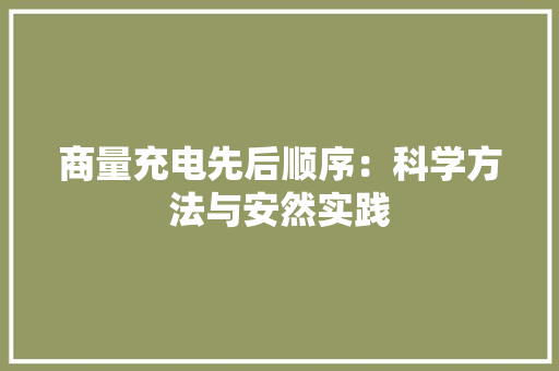 商量充电先后顺序：科学方法与安然实践