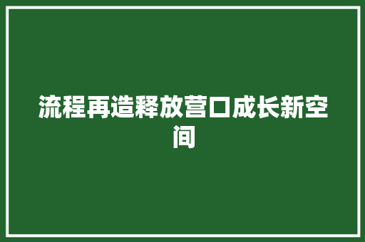 流程再造释放营口成长新空间