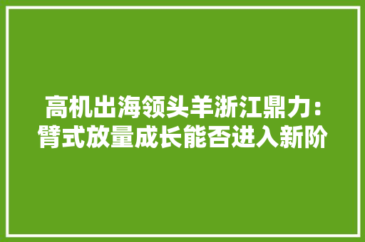 高机出海领头羊浙江鼎力：臂式放量成长能否进入新阶段？
